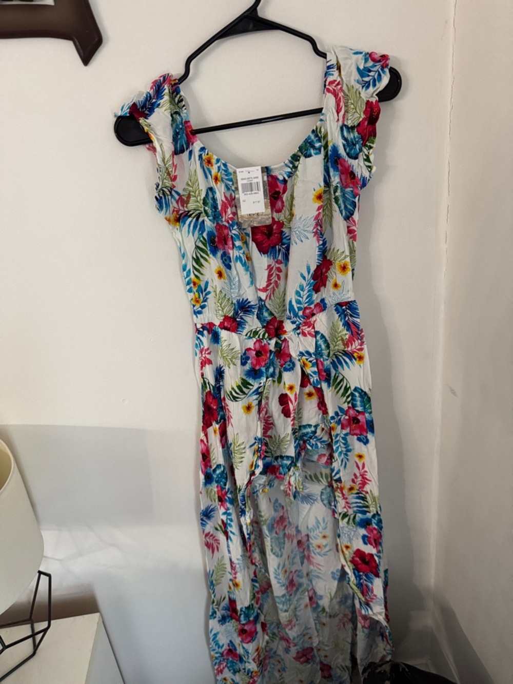 Love Ivory Floral Maxi Dress with Bright Tropical Print